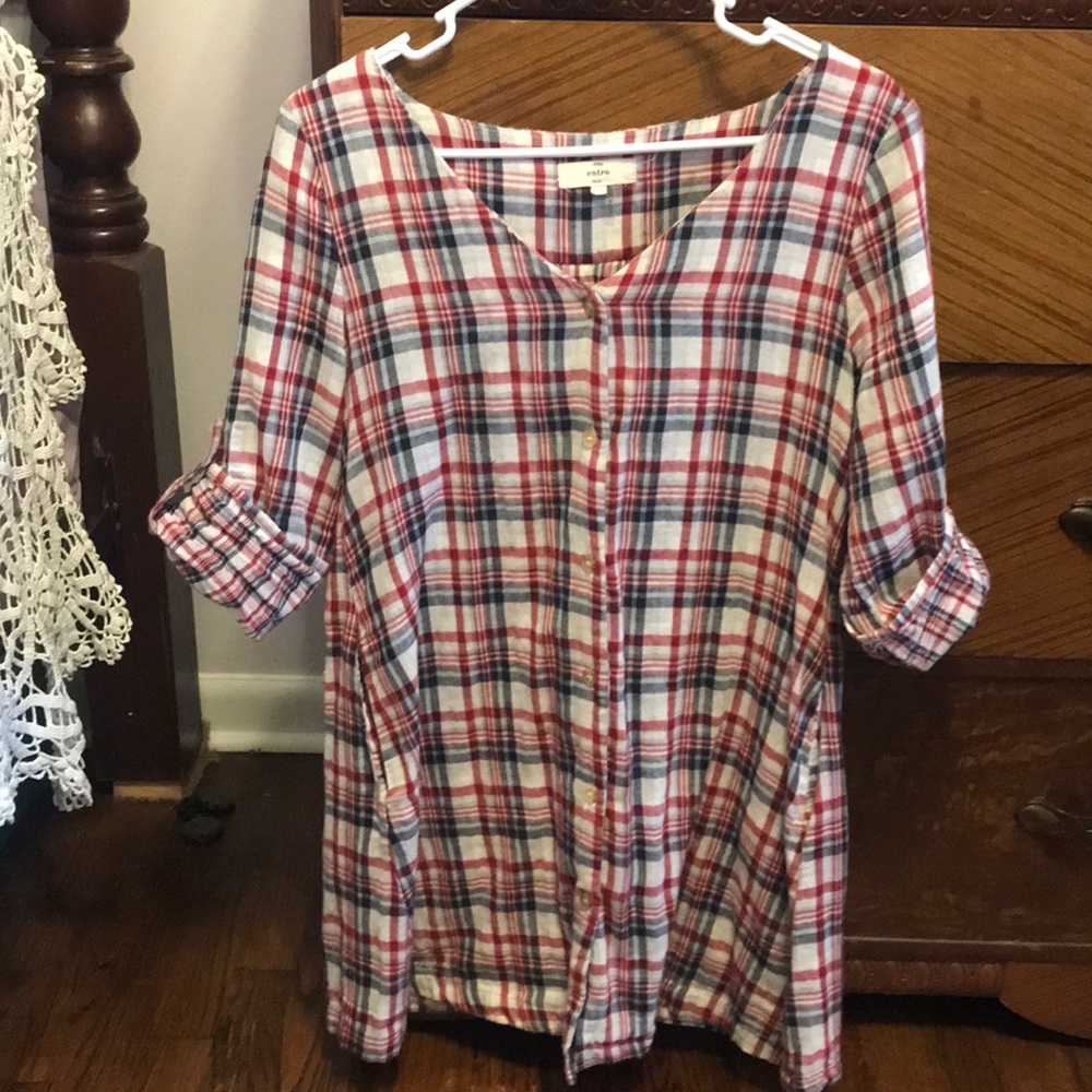 Flannel button up tunic